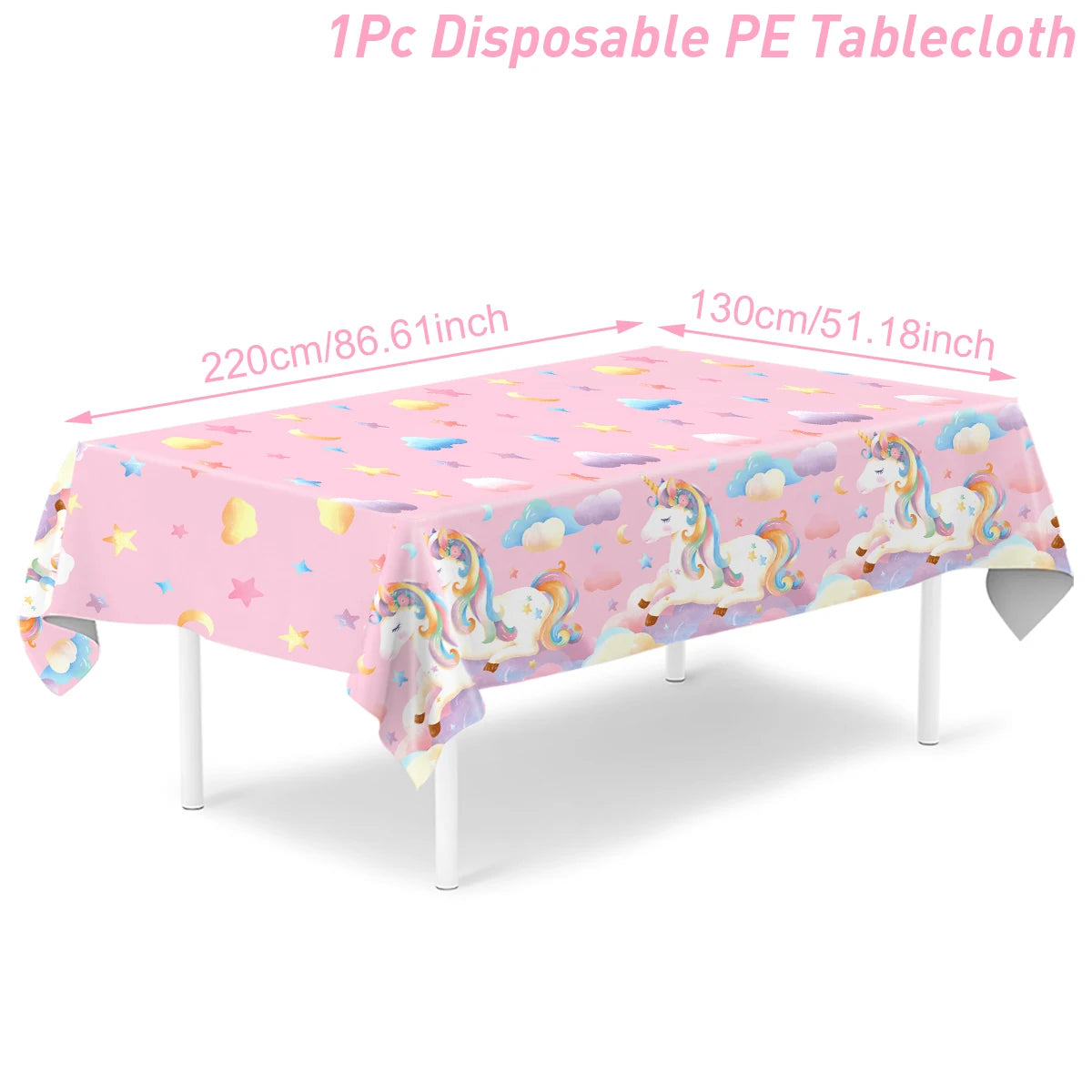 Rainbow Unicorn Tablecloth Birthday Party Decorations Waterproof PE Table Cover Kids Unicorn Theme Party Supplies