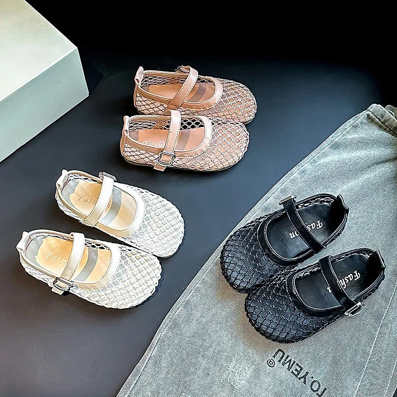 Kids Mesh Flat Sandals Soft Sole Non Slip Summer Princess Shoes Girls 2026