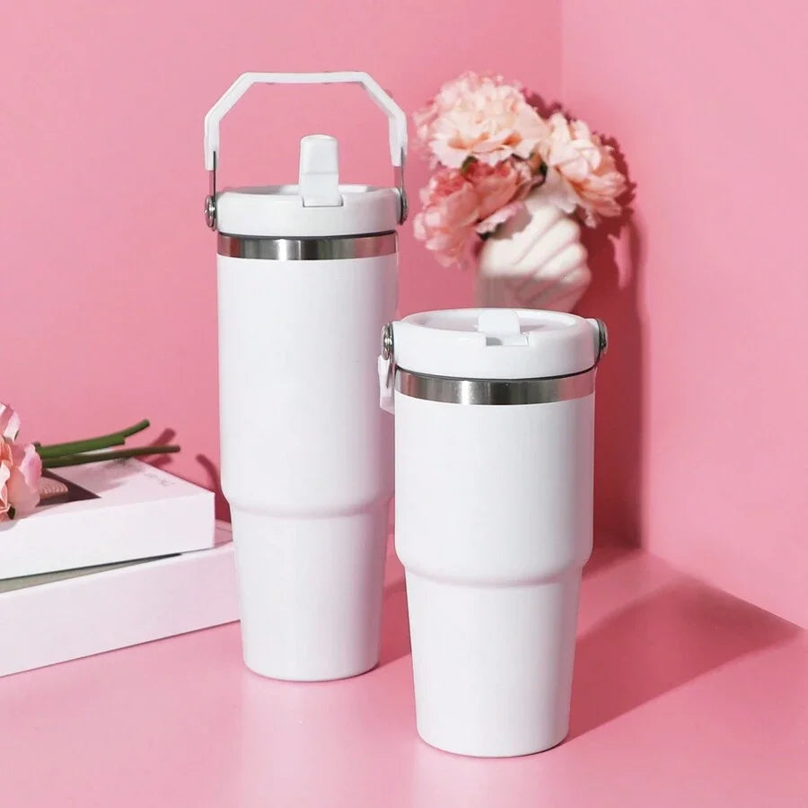 Insulated Stainless Steel Tumbler with Handle – Leakproof Travel Coffee Cup for Gym, Office & Outdoor