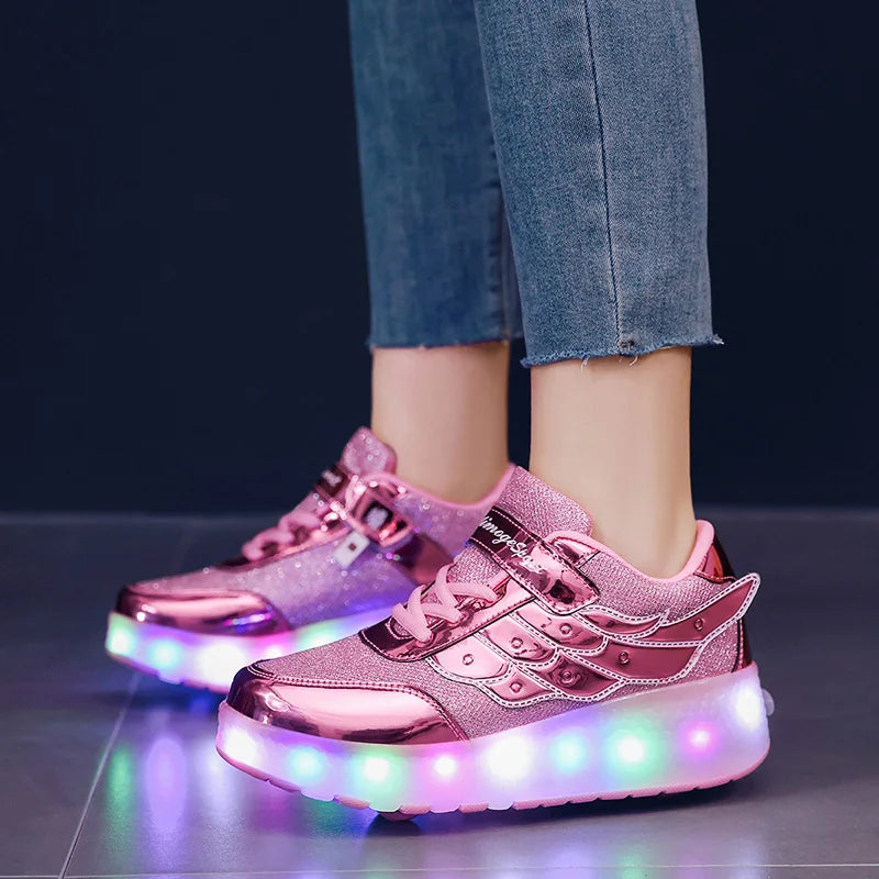 Unisex Retractable Roller Skate Sneakers Dual Use Outdoor Skating Shoes