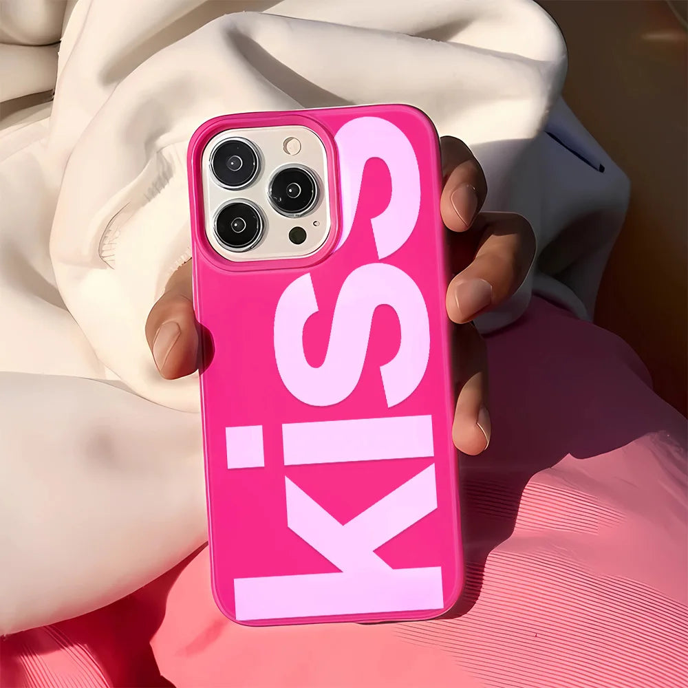 English Letters Kiss Simple Soft iPhone Case