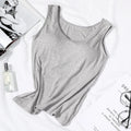 Women’s Padded Tank Top with Built In Bra Slim Fit Solid Color Vest