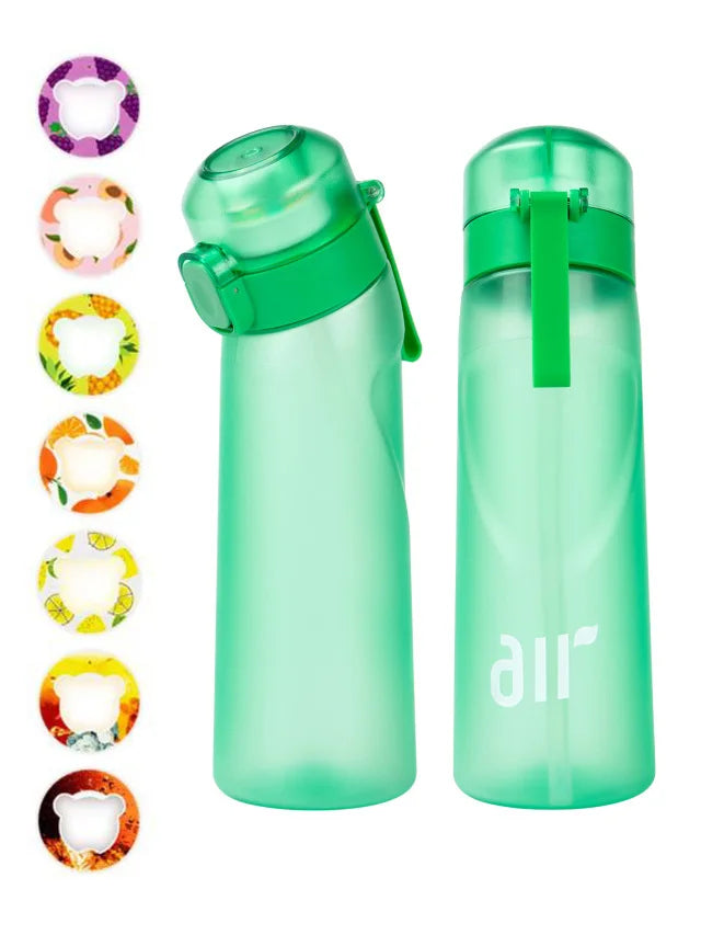Air Water Bottle with Random Flavor Pods - Leakproof Portable Sports Bottle with Straw