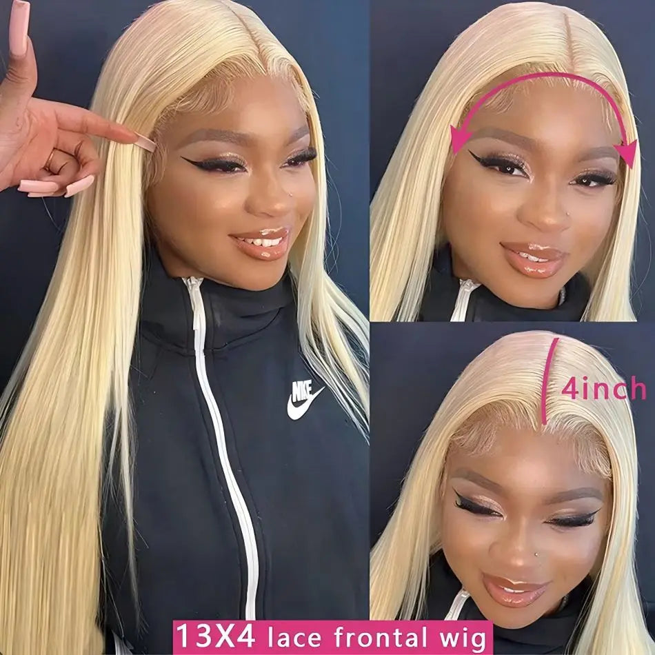 613 Blonde Wig – Straight HD Lace Front Human Hair Wig (Platinum Blonde)