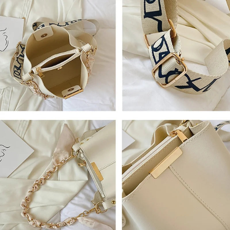 Women Bucket Shoulder Bag Large Capacity Chain Crossbody Daily Bag