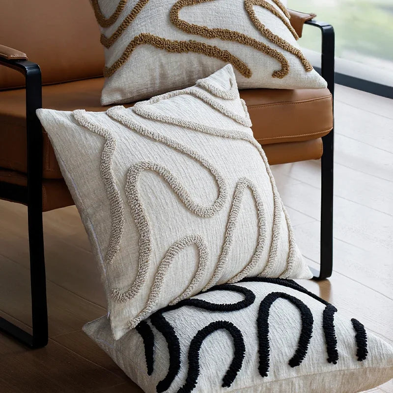 45x45 Boho Chenille Throw Pillow Cover Soft Geometric Cushion Case for Sofa Living Room