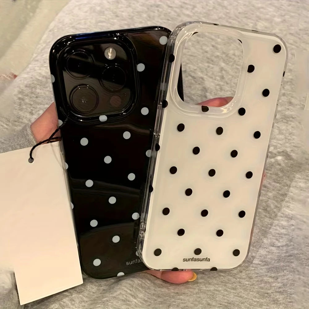 Minimalist Black White Polka Dot Silicone iPhone Case