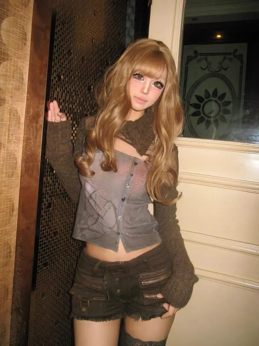 Women Multi Pocket Low Waist Denim Shorts Y2K Hot Pants Hip Hop Style Mini Shorts