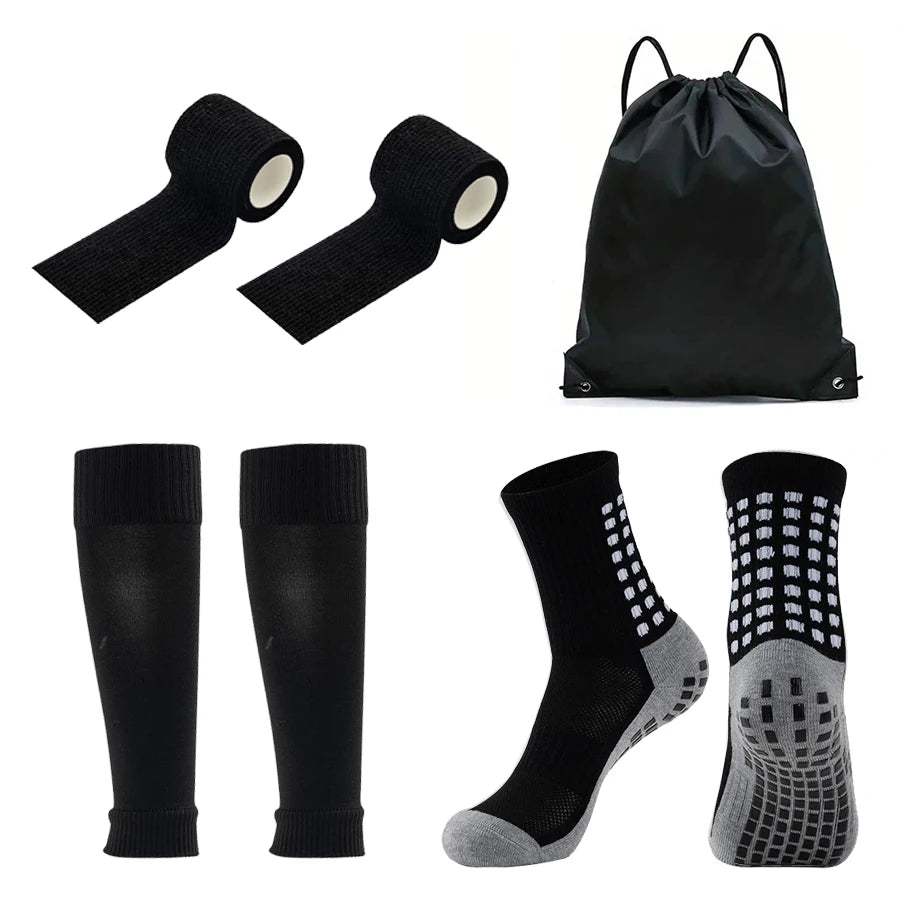 Non Slip Football Socks Drawstring Bag Set Sports Running Basketball Socks Men Women