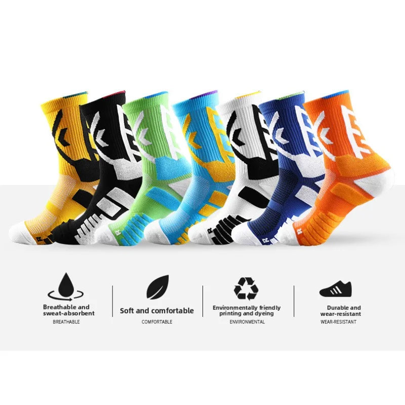 High Top Basketball Socks Cushioned Terry Breathable Moisture Wicking Sports Socks