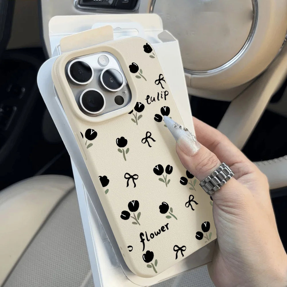 INS Leather Shockproof Soft Silicone iPhone Case