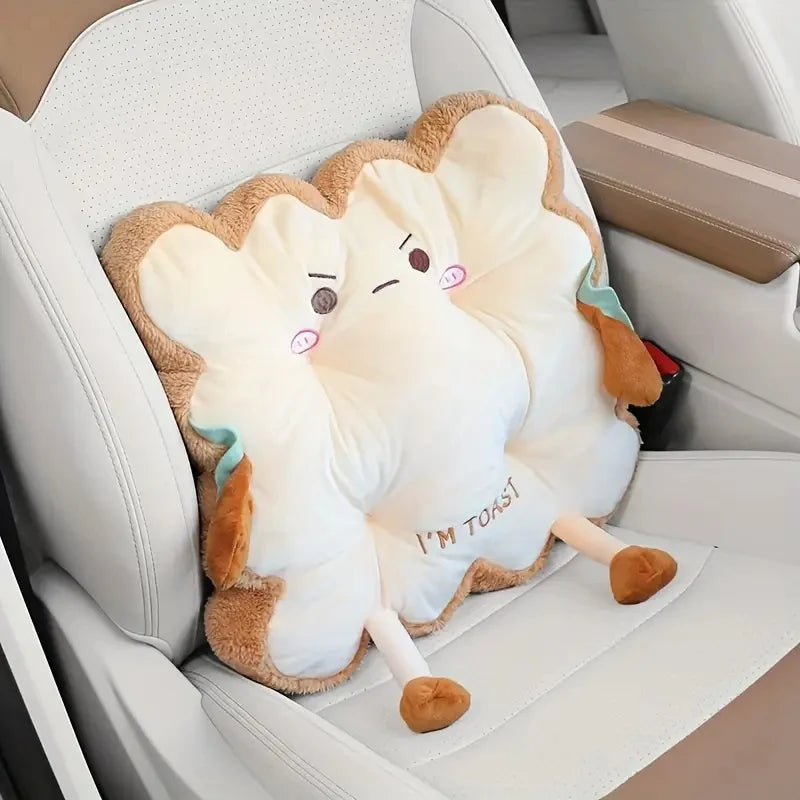 Lumbar Support Cushion Cute Toast Seat Pad Car Office Chair Back Cushion