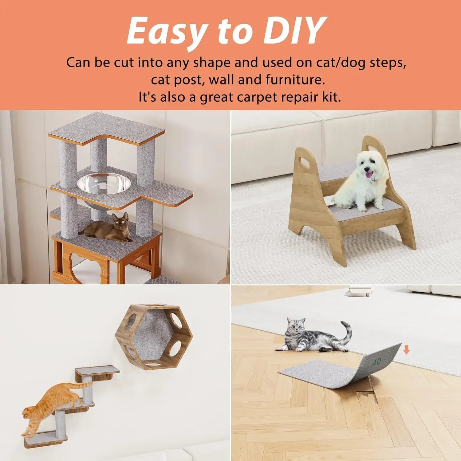 Cat Scratching Mat Self-Adhesive – Furniture Protector Anti-Scratch Carpet for Sofa & Wall