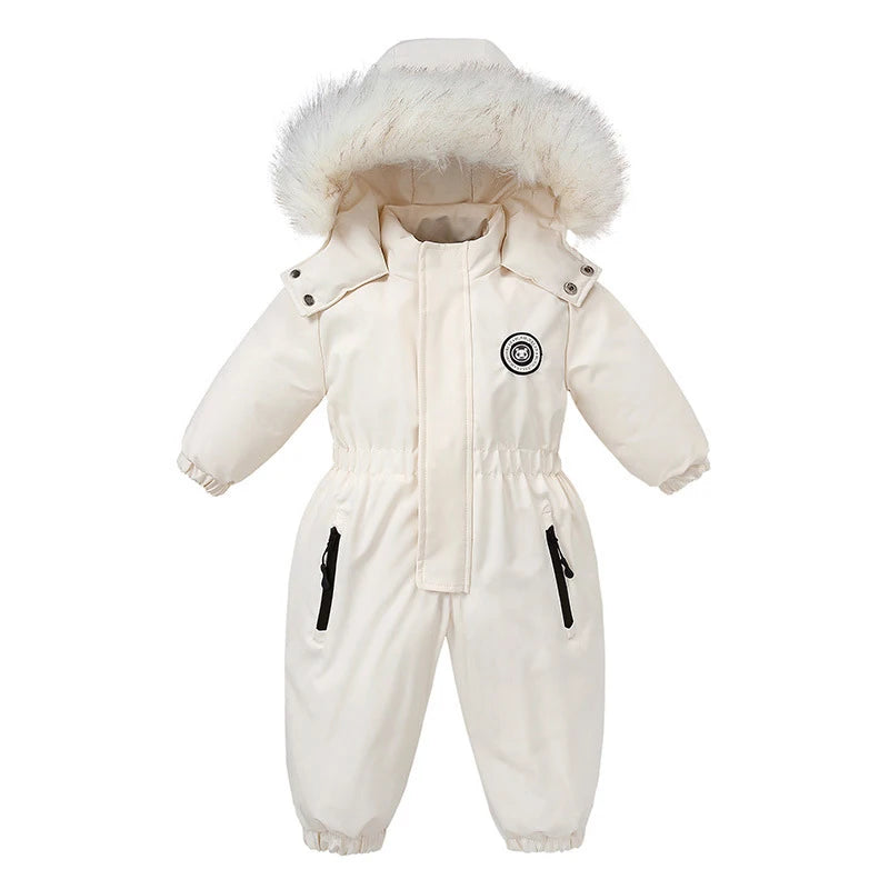 Kids Winter Ski Suit Waterproof Velvet Snowsuit for Boys Girls