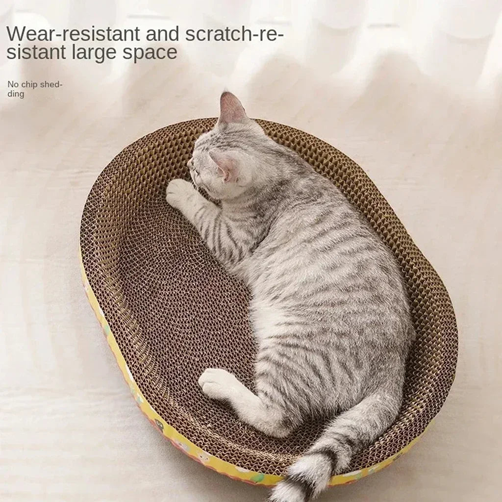 Oval Cat Scratching Board Corrugated Cardboard Cat Scratcher