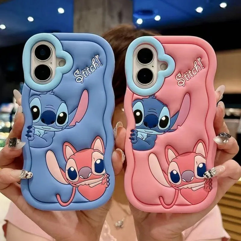 Cute 3D Stitch Shoulder Strap Silicone iPhone Case