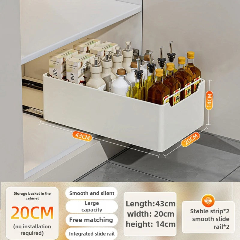 Pull Out Kitchen Storage Rack Sliding Drawer Spice Organizer Shelf Cabinet Tray