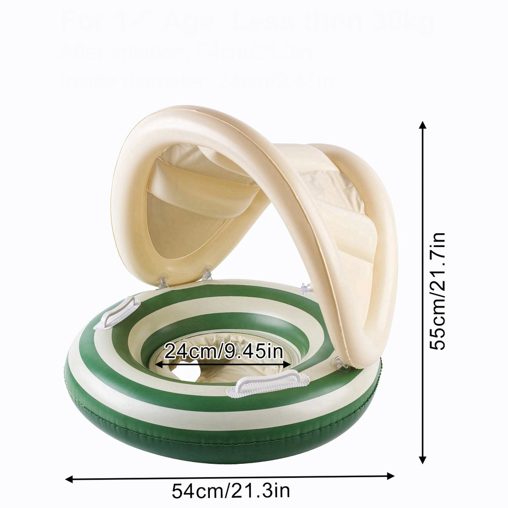 Retro Striped Inflatable Swim Ring with Handles