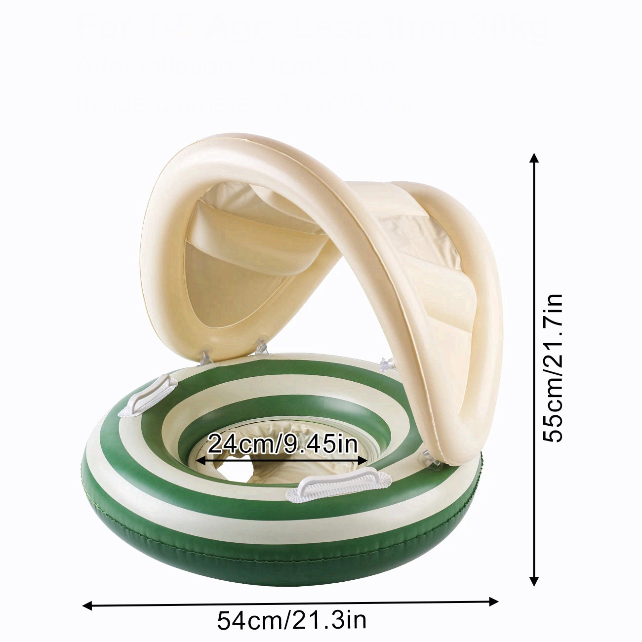 Retro Striped Inflatable Swim Ring with Handles