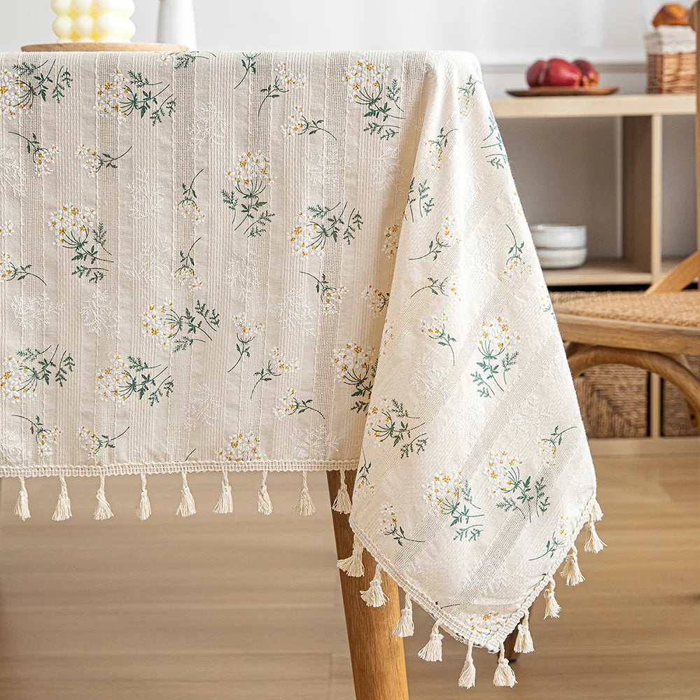 Daisy Cotton Floral Rectangle Tablecloth Kitchen Dining Table Cove