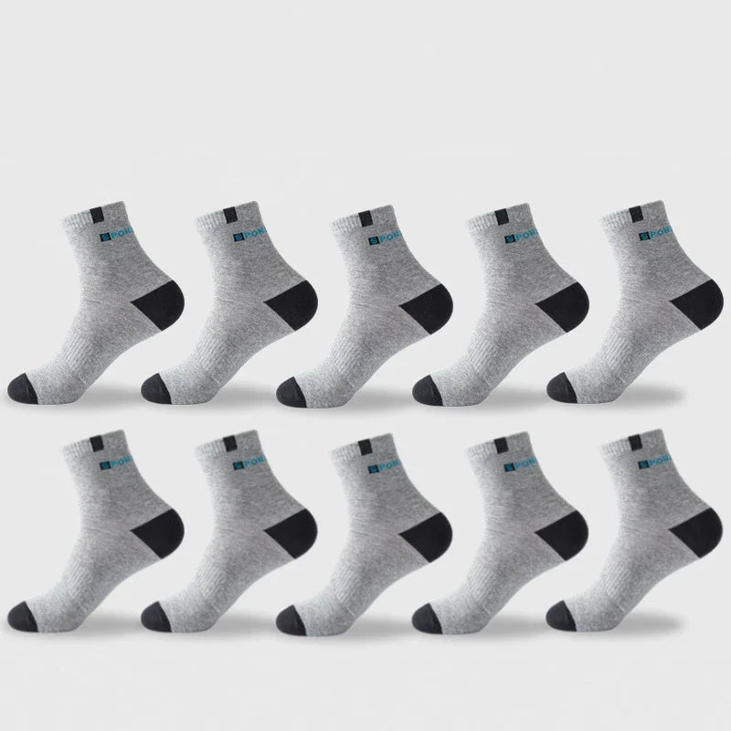 Men Cotton Sport Socks Breathable Mid Tube Elastic Running Sneakers Socks