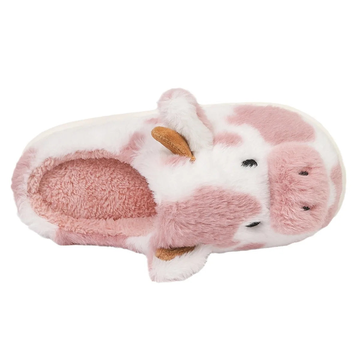 Cow Milk Fuzzy Slippers Women Winter Plush Soft Cozy Cartoon House Bedroom Shoes