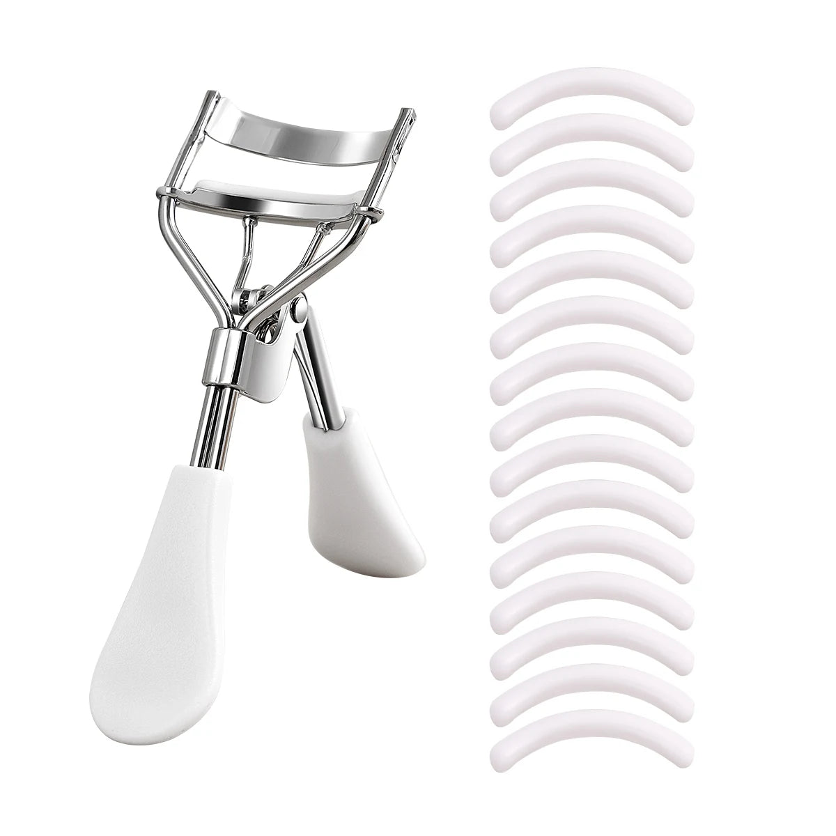Eyelash Curler Portable Stainless Steel 15 Silicone Pads Lash Curling Tool Extensions