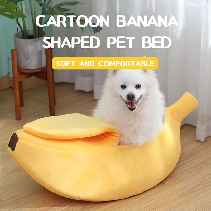 Banana Cat Bed Cozy Warm Pet House Soft Cushion for Cats and Small Dogs