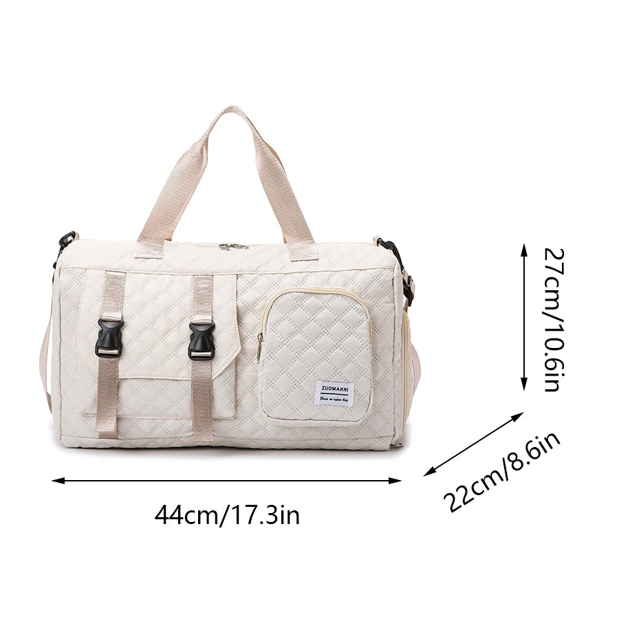 Quilted Travel Duffel Bag Women Large Capacity Gym Bag Waterproof Weekend Overnight Tote