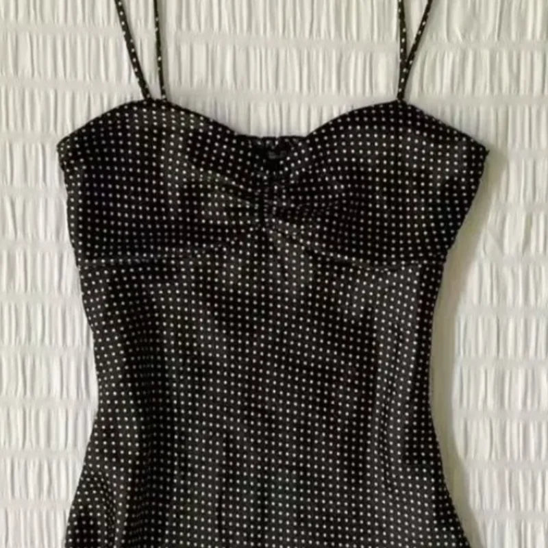 Women Polka Dot Vintage Camisole Crop Top Y2K Sleeveless Halter Summer Top