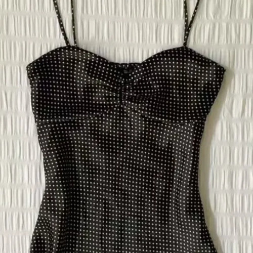 Women Polka Dot Vintage Camisole Crop Top Y2K Sleeveless Halter Summer Top