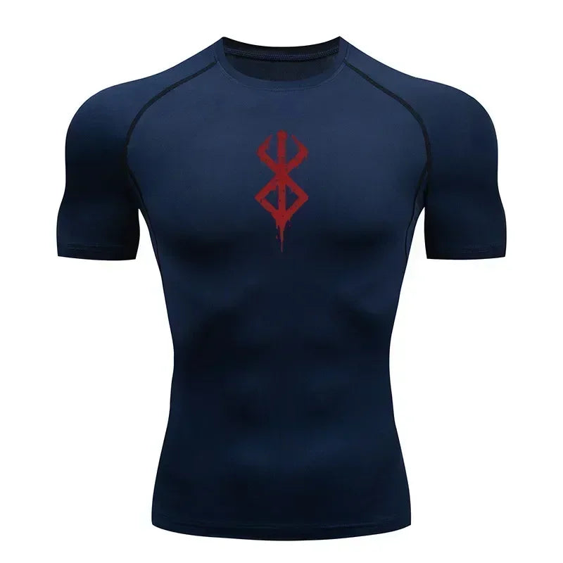Men Compression Rash Guard Short Sleeve Quick Dry Gym Workout Athletic T Shirt
