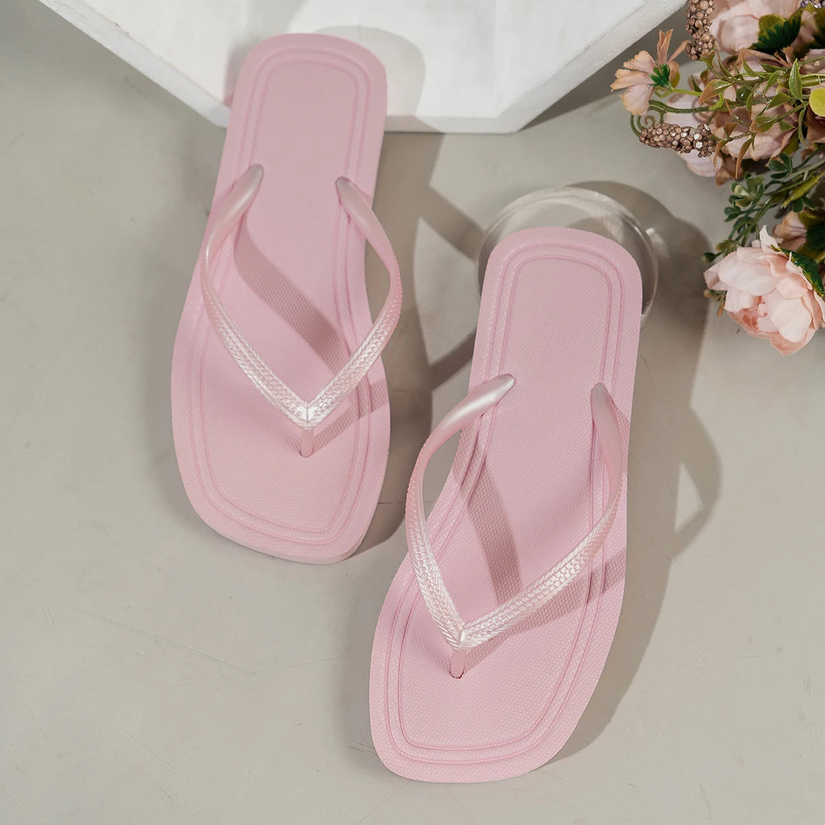 Women EVA Flip Flops Lightweight Non Slip Beach Flat Sandals
