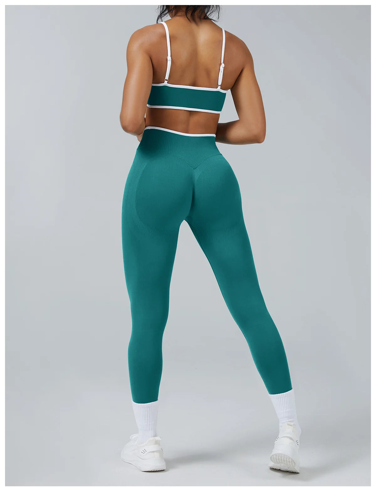 Color Block Yoga Set Women Sports Bra High Waist Shorts Gym Fitness Activewear