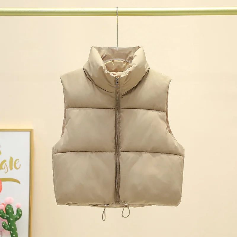 Women’s Cropped Puffer Vest Warm Sleeveless Winter Jacket