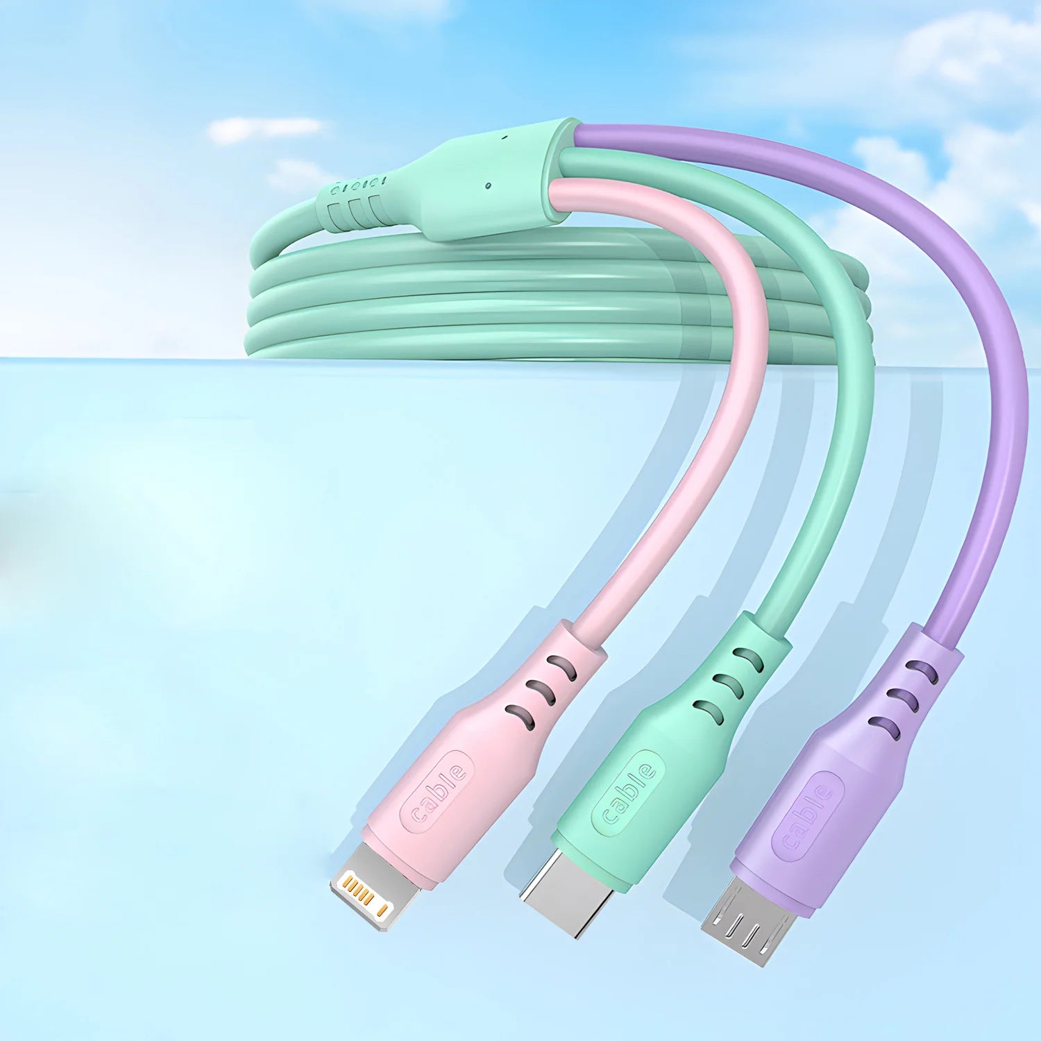 3 in 1 Multi USB Charging Cable Type C Micro Fast Charging Cable