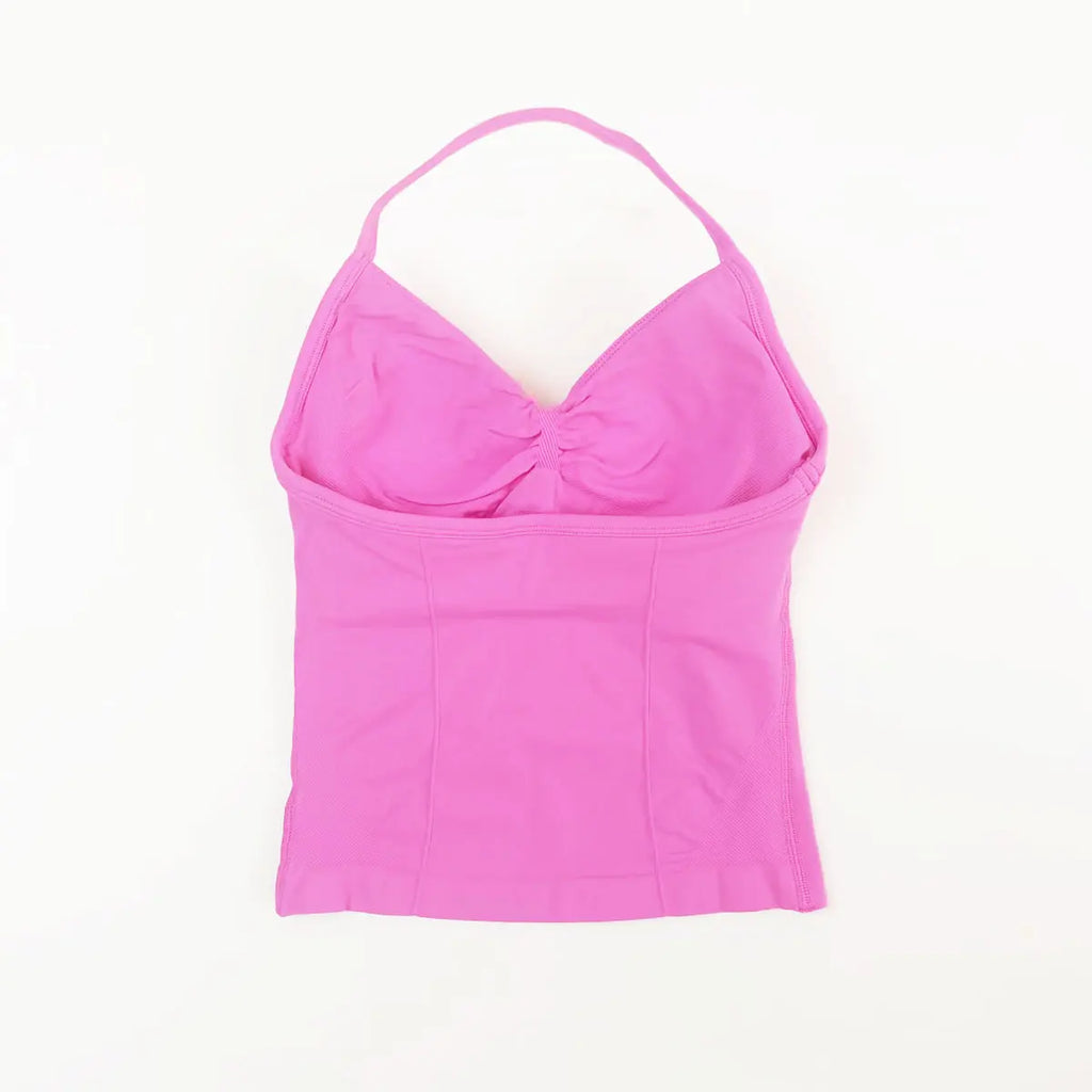 Longline Strappy Yoga Top Women Built In Bra Gym Fitness Halter Vest