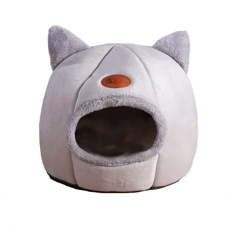 Cozy Winter Cat Bed Cave for Cats and Small Dogs