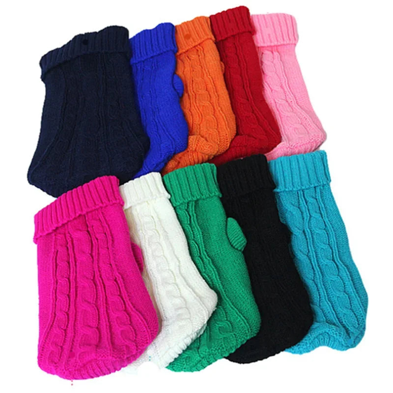 Dog Winter Knitted Sweater Pet Clothes Small Medium Dogs Warm Puppy Coat