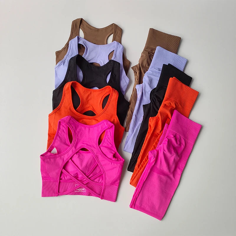 Women Sports Bra Set Fitness Tank Top Leggings Yoga Workout Set Shockproof