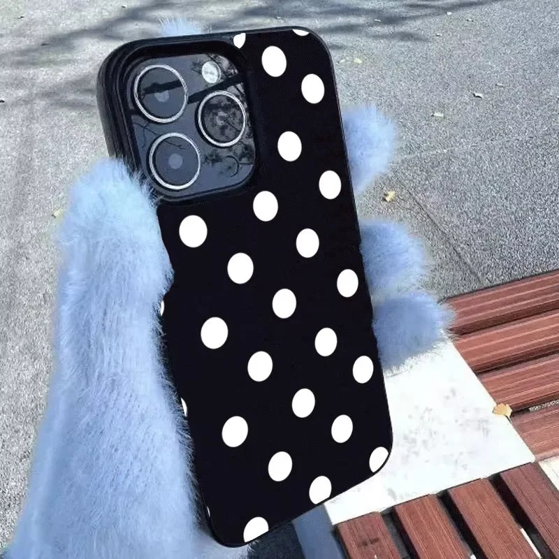 White Polka Dots Shockproof Soft iPhone Case