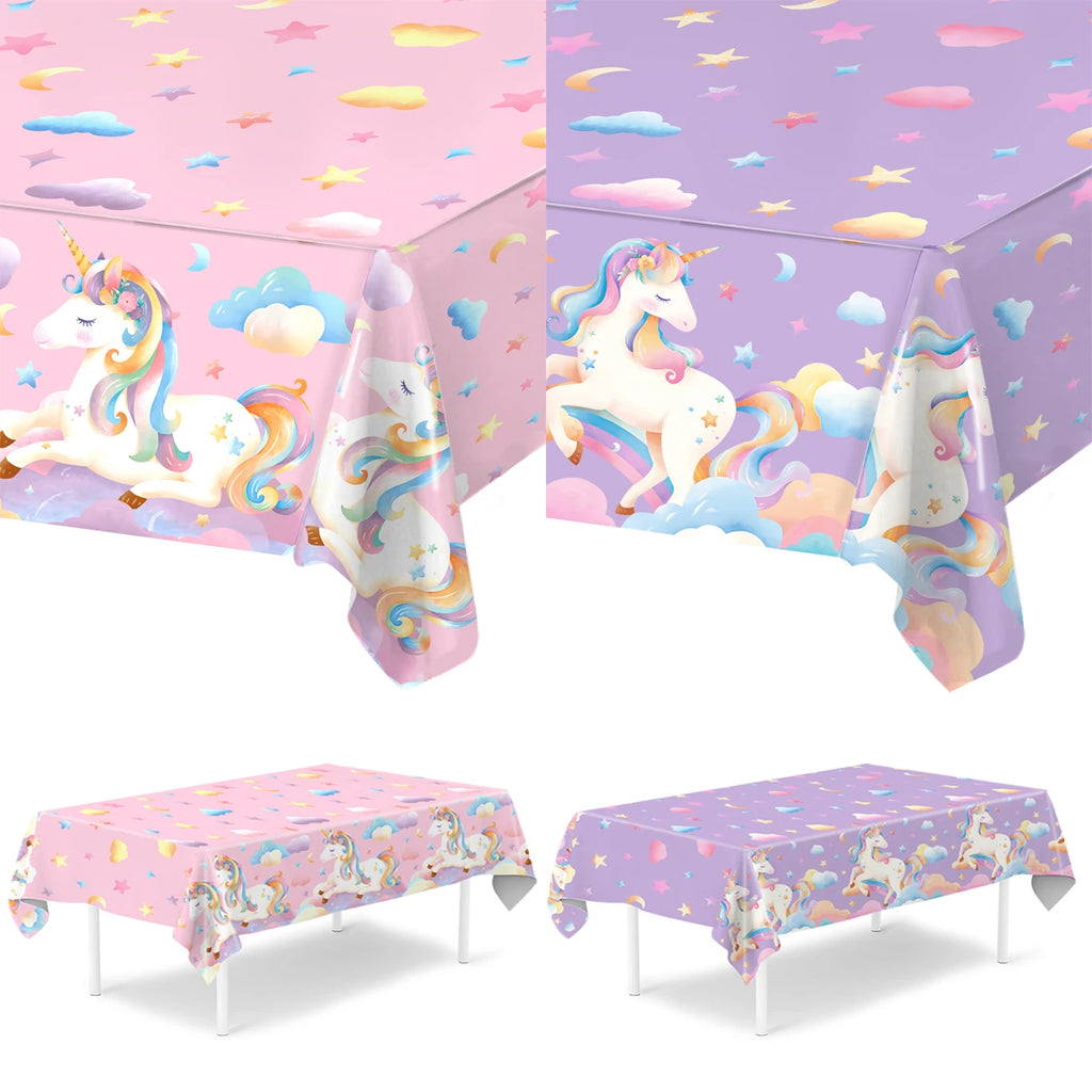 Rainbow Unicorn Tablecloth Birthday Party Decorations Waterproof PE Table Cover Kids Unicorn Theme Party Supplies