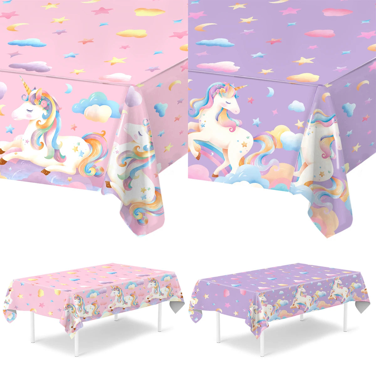 Rainbow Unicorn Tablecloth Birthday Party Decorations Waterproof PE Table Cover Kids Unicorn Theme Party Supplies