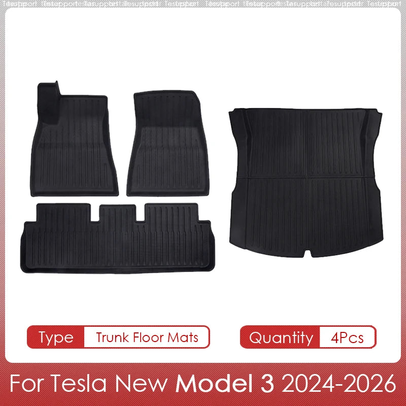 Tesla Model 3 Floor Mats 2024–2026 – Custom Fit Waterproof TPE Full Set