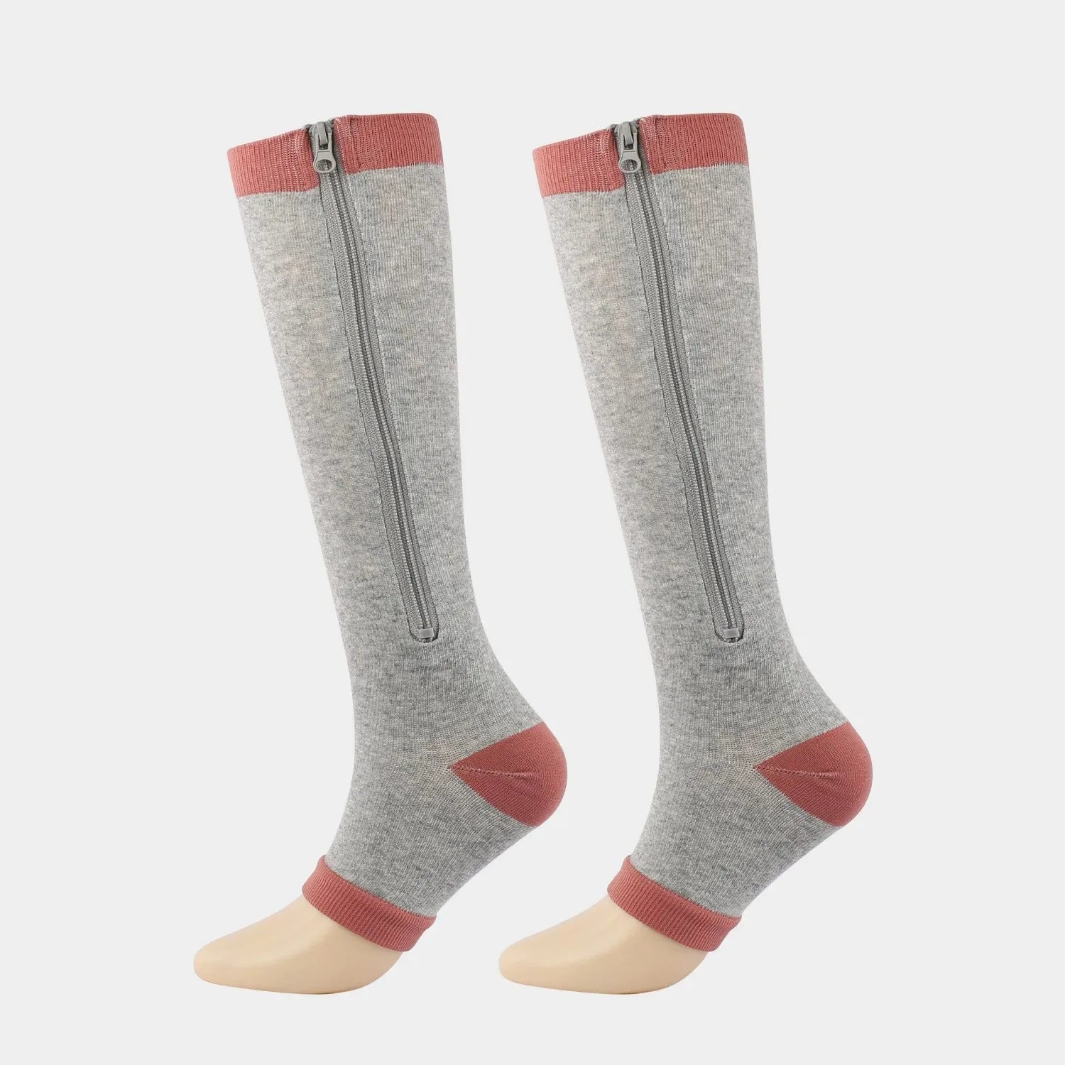Zipper Compression Socks 15–20 mmHg Open Toe Medical Support Socks Men Women Circulation Relief