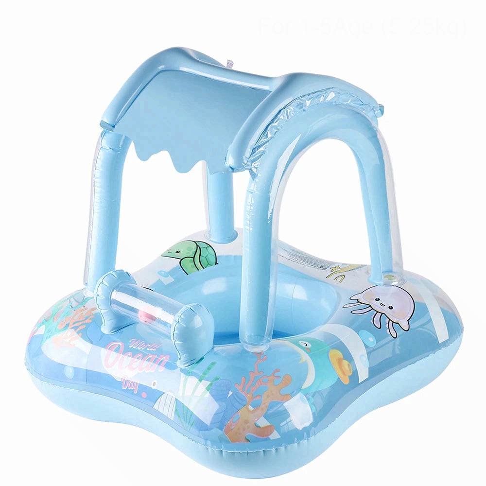 Baby Pool Float with Canopy Toddler Swimming Ring for Kids & Infants