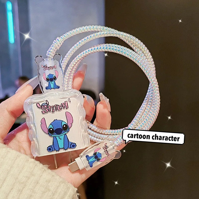 Cartoon Stitch Charger Cable Protector Case for iPhone Fast Charging Cable Winder