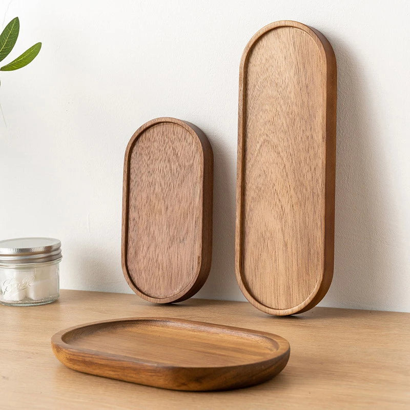 Solid Wood Serving Tray Style Plate for Dessert, Fruit & Bread