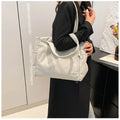 Women Corduroy Handbag Large Capacity Zipper Shoulder Bag Casual Commuter Tote