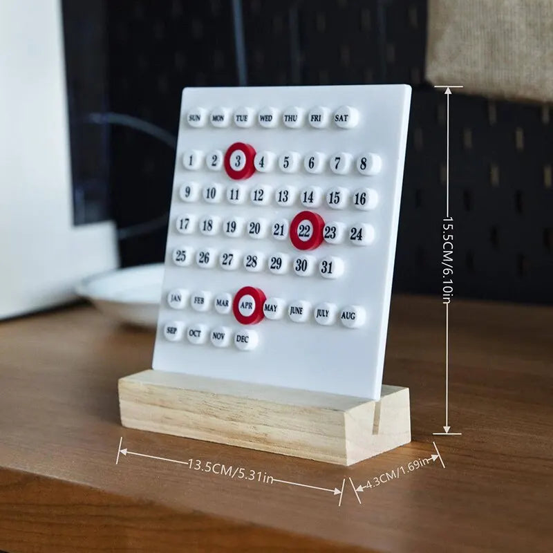 Acrylic Wooden Base DIY Perpetual Calendar Desktop Office Home Decoration Ornament